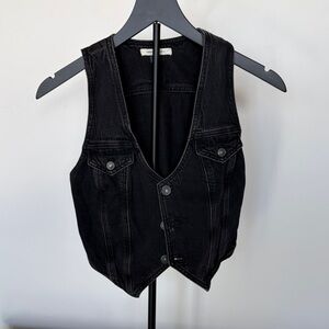American Eagle Outfitters Charcoal Denim Vest